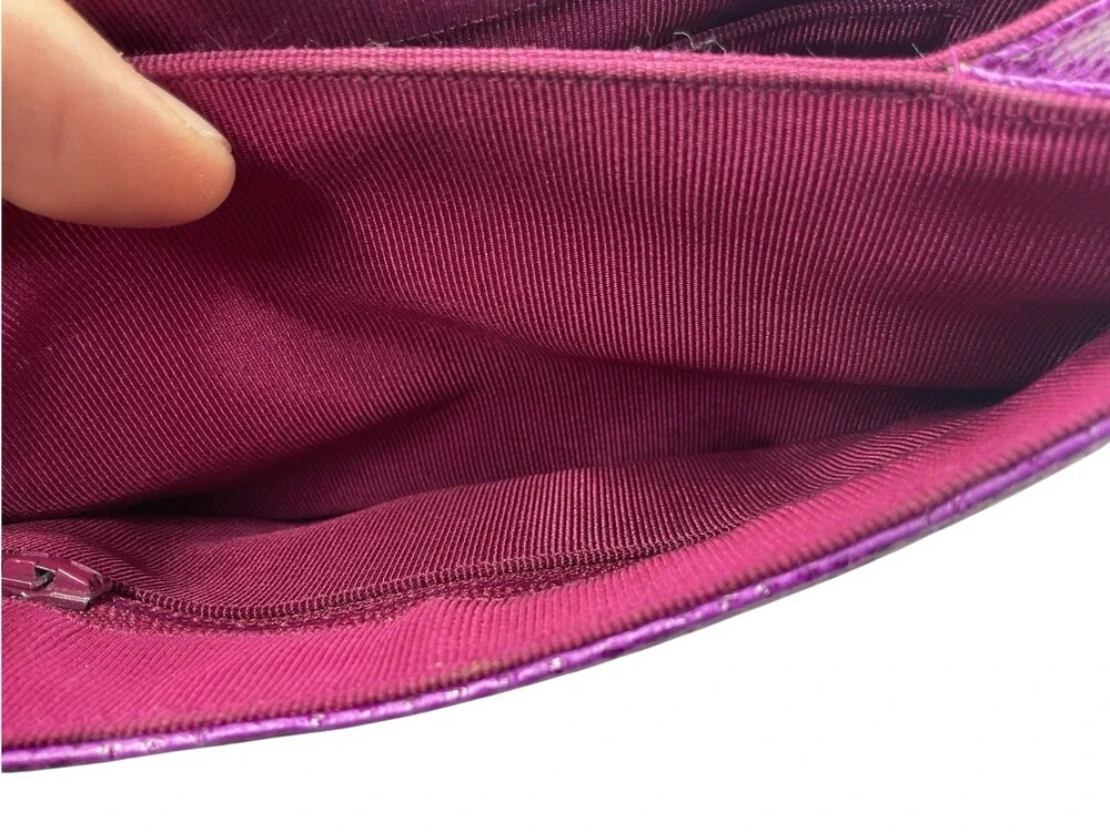 Judith Lieberman Purple Lizard Leather Envelope Clutch